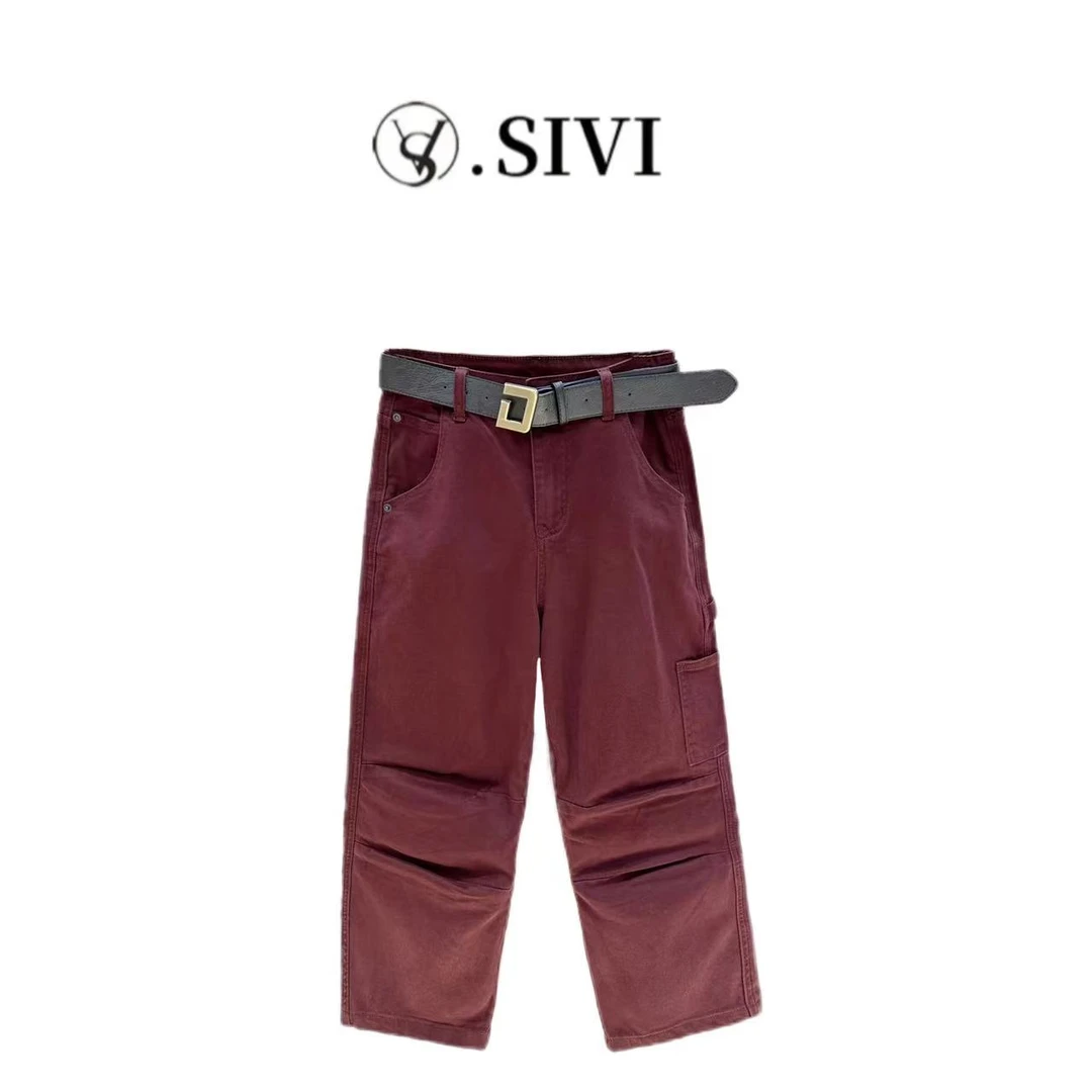 熙薇早秋工装九分牛仔裤【西落西山】2024新款休闲户外设计师F5856