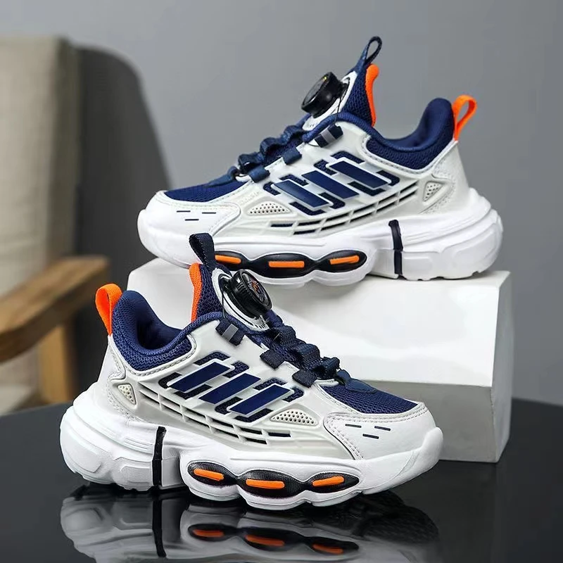 儿童鞋男童秋季双网旋转纽扣运动鞋中大童防滑软底跑步鞋潮流特价