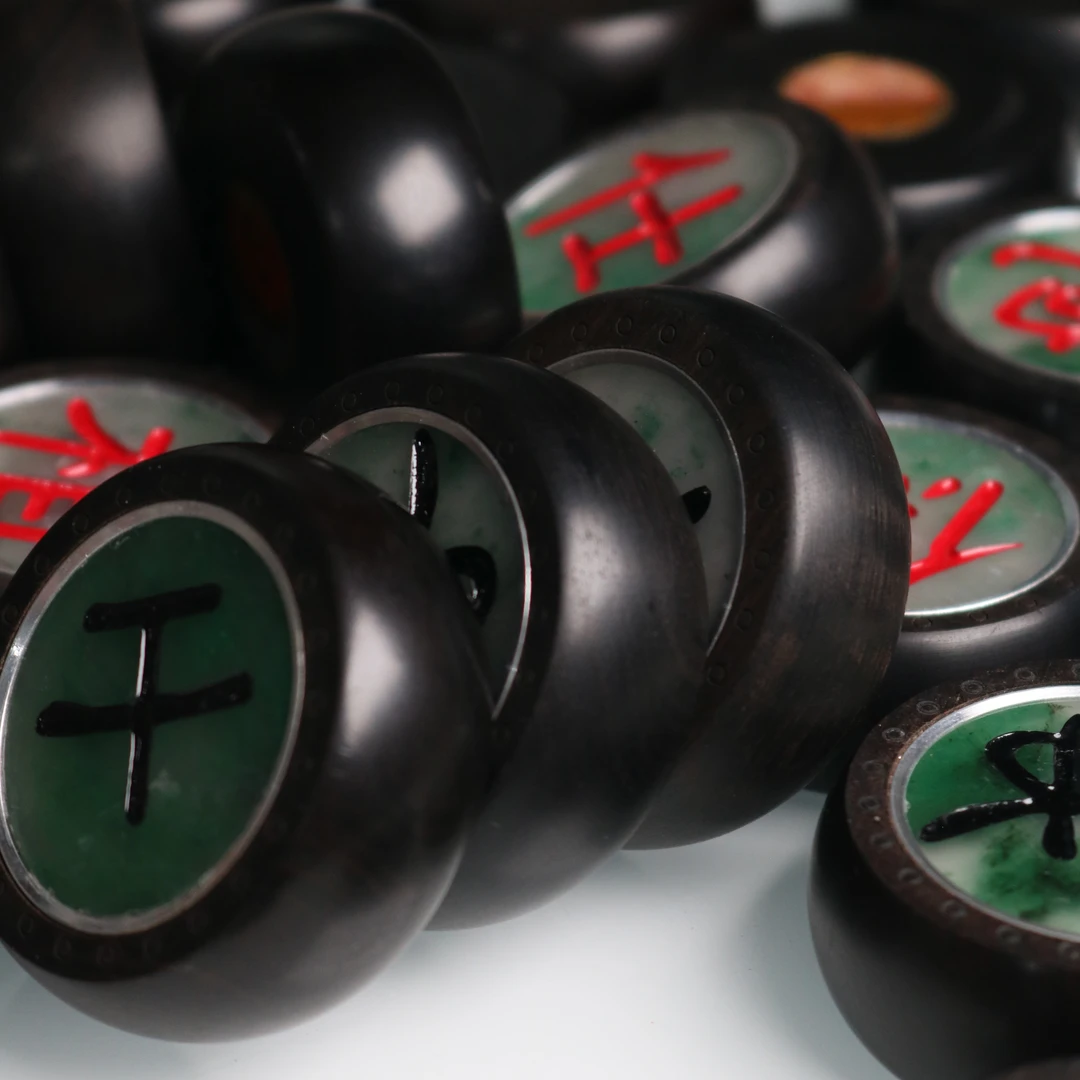 zhihe/智合智合珠宝象棋珠宝乌木镶嵌非洲翠背面镶嵌玛nao53x20