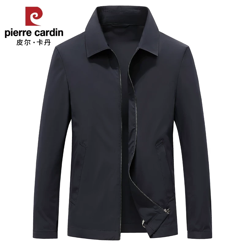皮尔卡丹轻薄夹克男春夏季休闲单层防晒衣衬衫式无痕压胶翻领外套