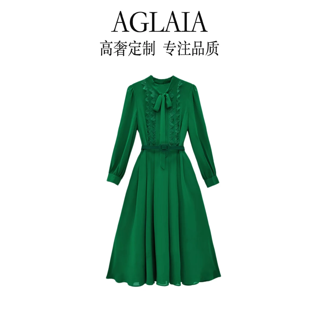 Aglaia法式高奢2024秋季新款时尚气质优雅显瘦长袖女装连衣裙9332
