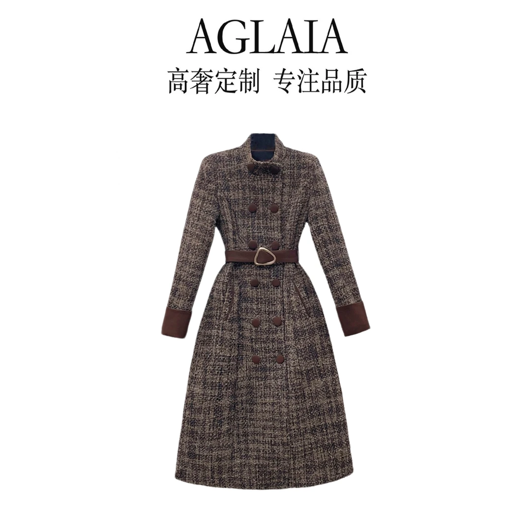 9381【保暖羽绒服】Aglaia法式高奢秋冬新款时尚经典格子羽绒外套女
