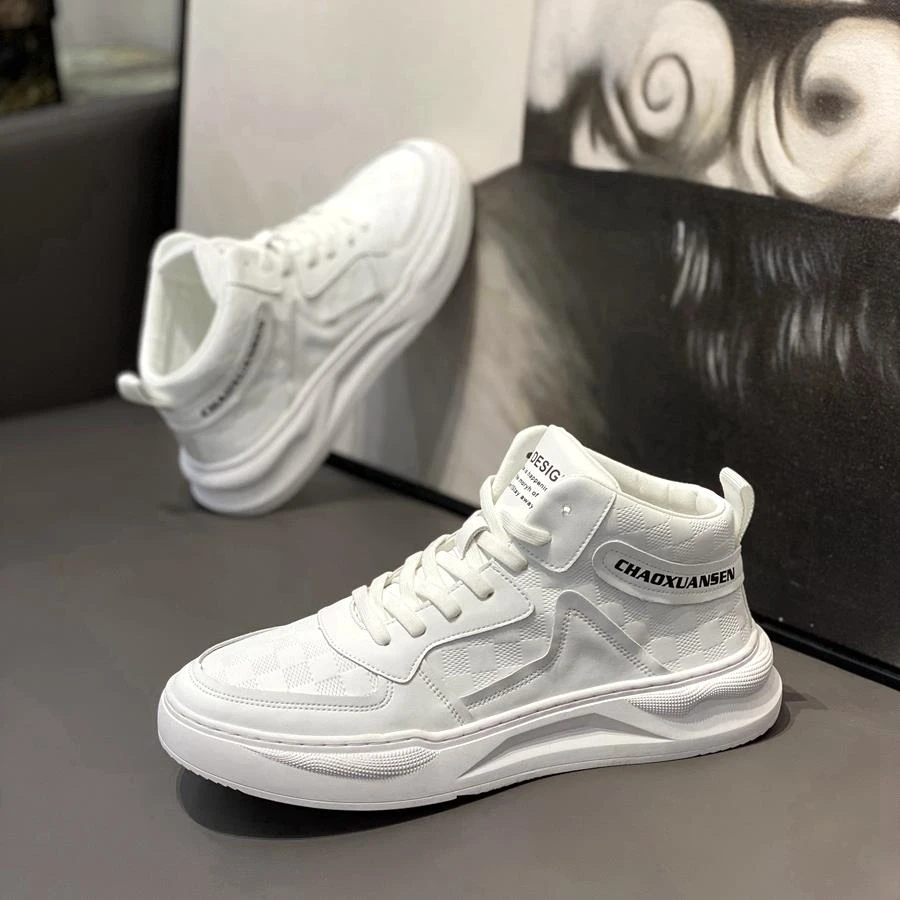 2024春夏款新款高帮男鞋韩版百搭运动休闲男士板鞋厚底潮牌小白鞋