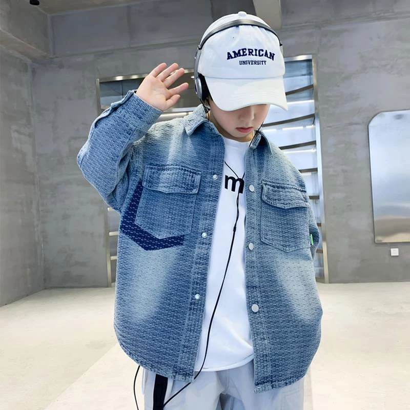 男童外套春秋款2024新款儿童春装上衣中大童春季牛仔衣服潮酷帅气