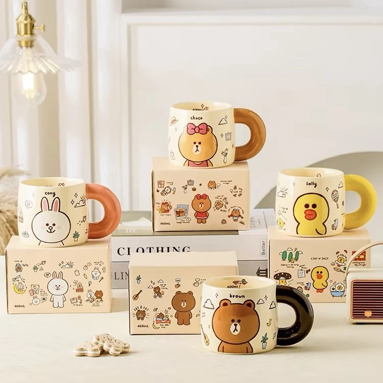 【新店限量抢】正版卡通陶瓷马克杯可爱水杯礼盒装情侣咖啡杯