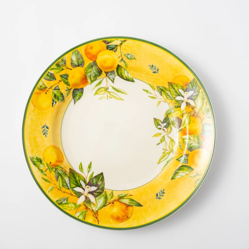010复古田园橙子10.5英寸圆形陶瓷盘子家用菜盘西餐盘颜值餐具
