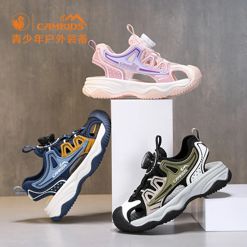 CAMKID夏季时尚百搭夏季透气防滑户外运动海边沙滩包头凉鞋