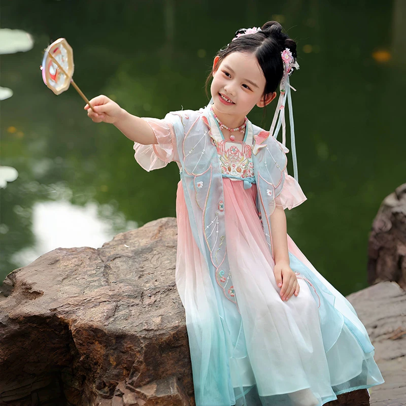 萌乎【玉灵泽】装女童古风襦裙童装汉服刺绣连衣裙241653