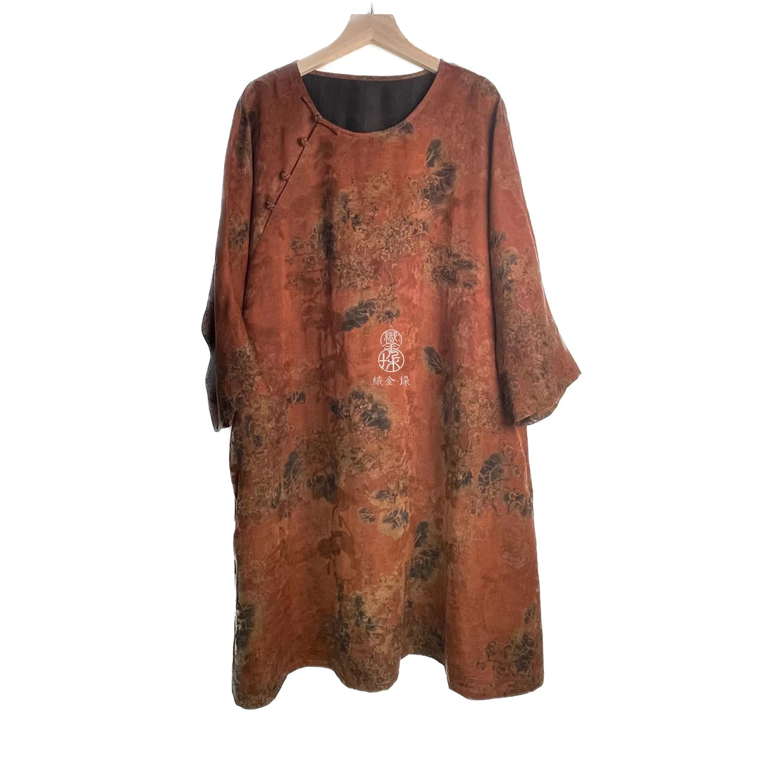 【晚霞】香云纱宫墙红印花国风上衣/连衣裙by织金垛Studio