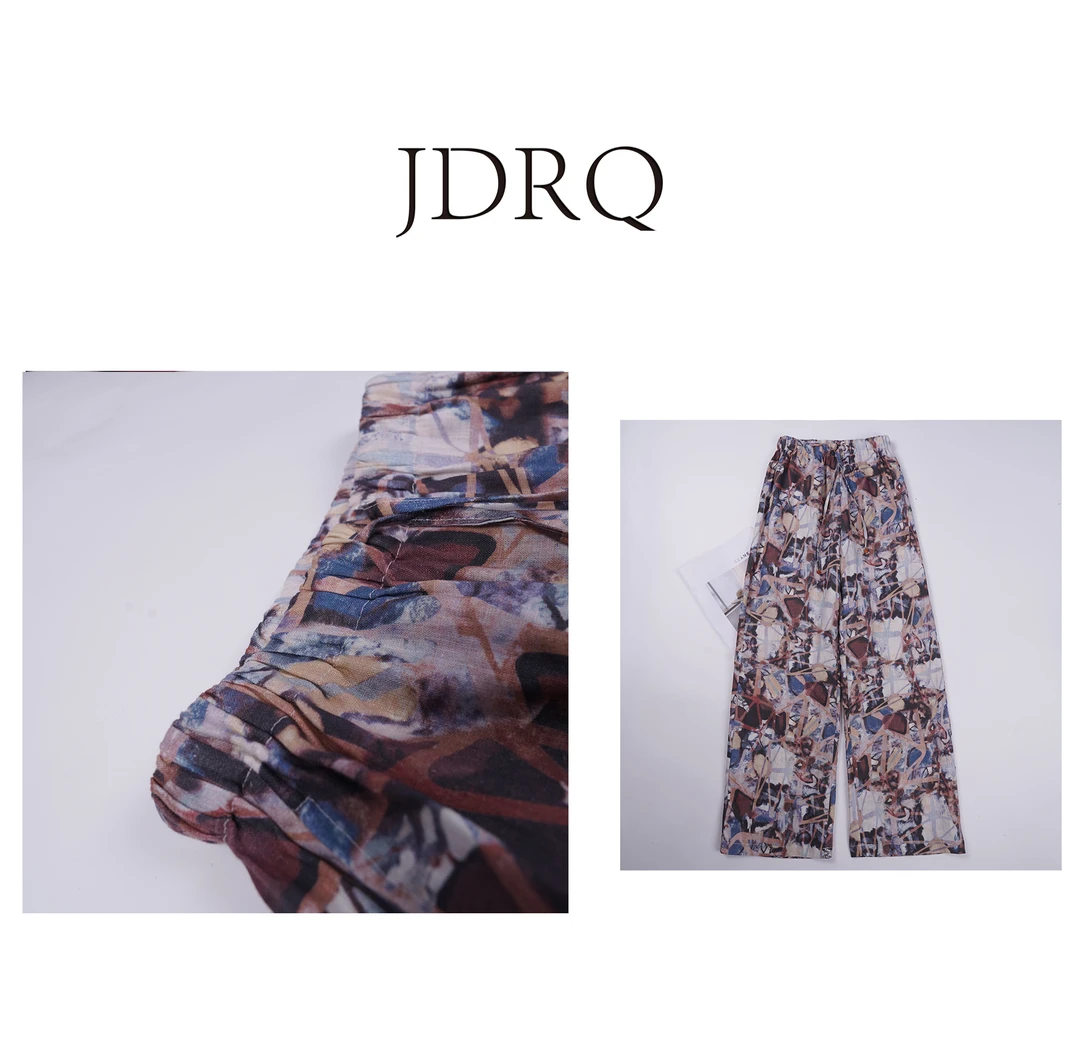 【JDRQ】“罗马千金”高级时尚艺术花休闲裤H0403-12