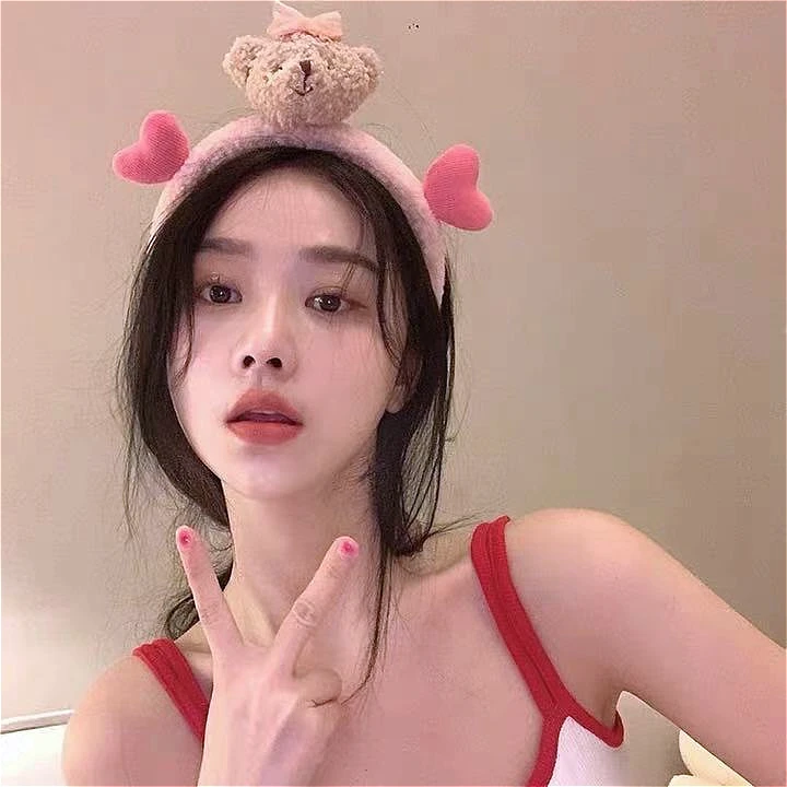 超可爱小熊发箍立体卡通毛绒玩偶头箍少女心洗脸发卡宽边发饰头饰