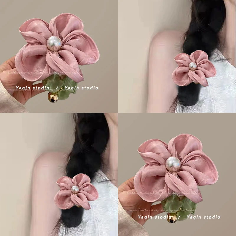 春日氛围超仙花朵发圈!新款花朵珠珠大肠发圈仙气皮筋女扎头夏女