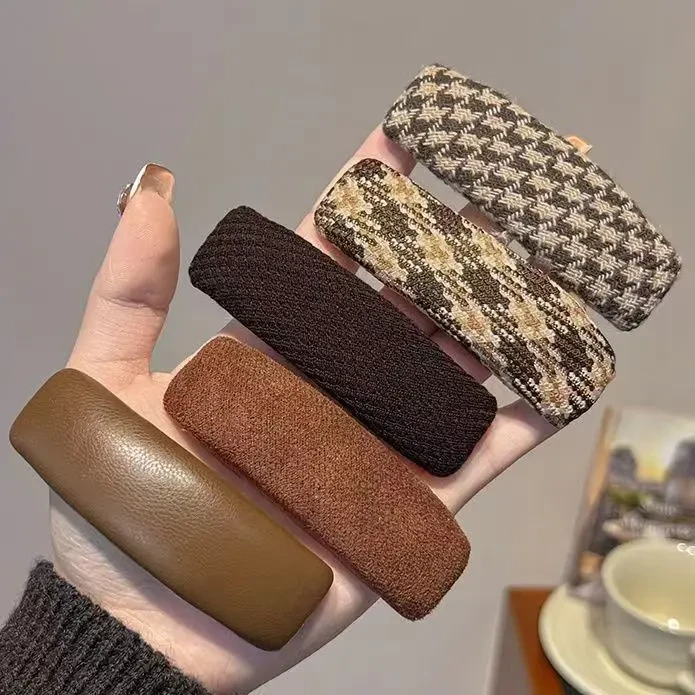 拉德色系发夹侧边千鸟气质BB后脑勺刘海碎发夹子bb发卡头饰