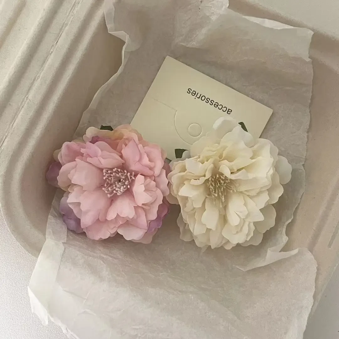 牡丹花高颜值古风侧边花朵夹子发夹氛围超仙配饰发饰拍照头饰发卡