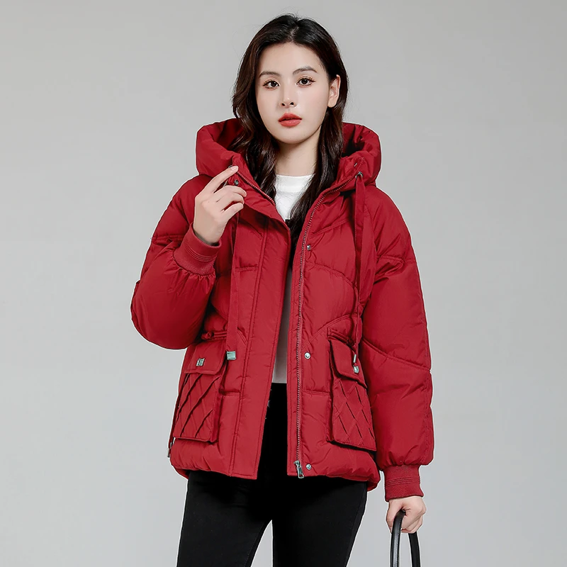 2024短款连帽百搭保暖冬季时尚反季棉服女