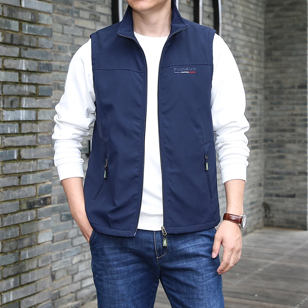加绒马夹钓鱼立领大码男士棉马甲马甲户外休闲保暖背心运动坎肩