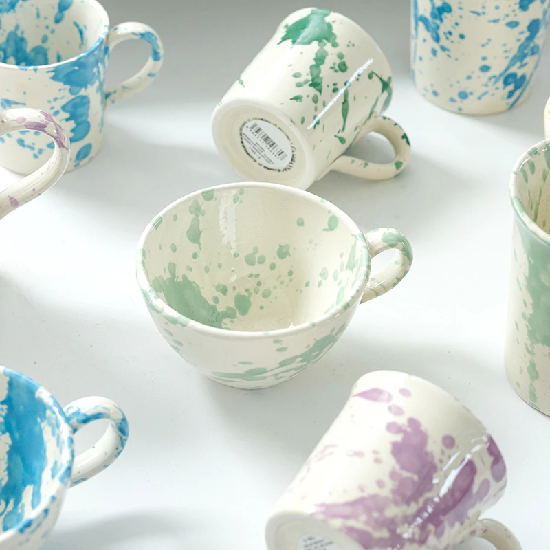 【清清福利】丹麦进口彩色泼墨咖啡杯欧式小清新简约早餐杯马克杯