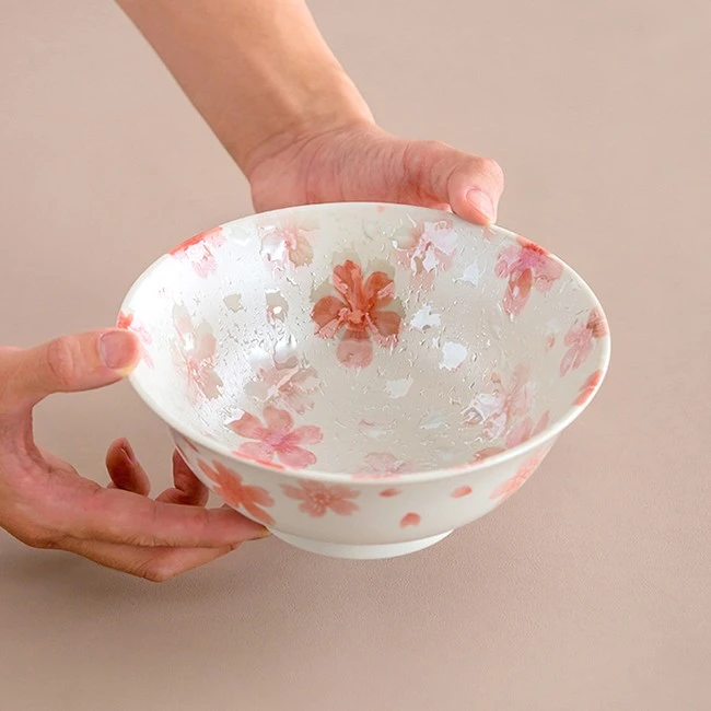 同合日本进口美浓烧樱煌釉下彩大盘大碗米饭碗日式家用陶瓷餐碗