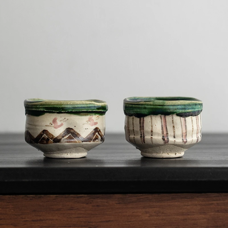 同合日本进口粗陶复古陶瓷茶杯横井清英手作日式织部功夫茶具杯子