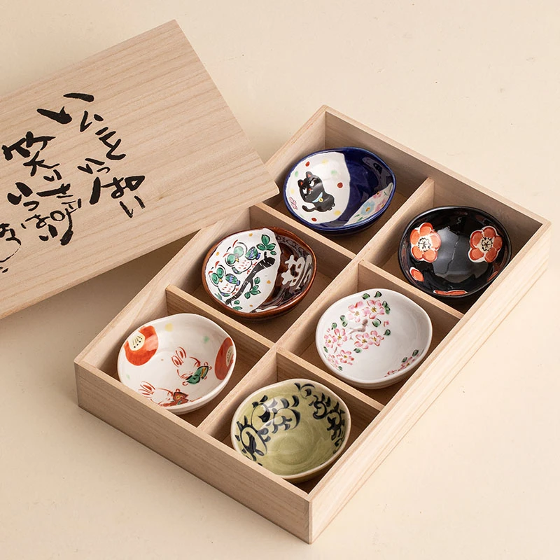 同合日本进口美浓烧夕立窑小钵六件套日式家用陶瓷蘸料碟小碗小碟
