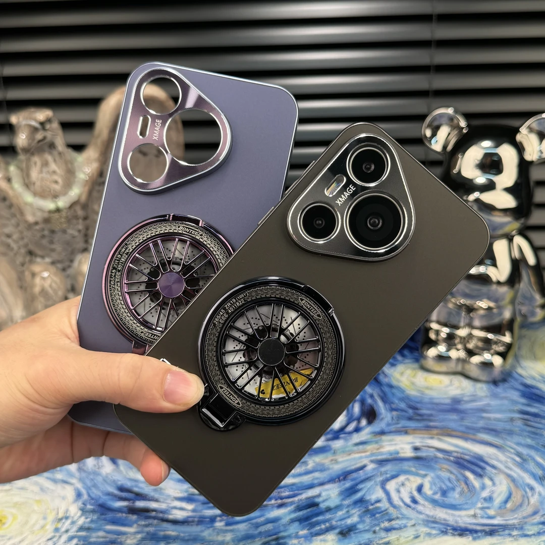 华为Pura70 Pro+金属漆流光磨砂保护壳不沾指纹磁吸螺旋支架