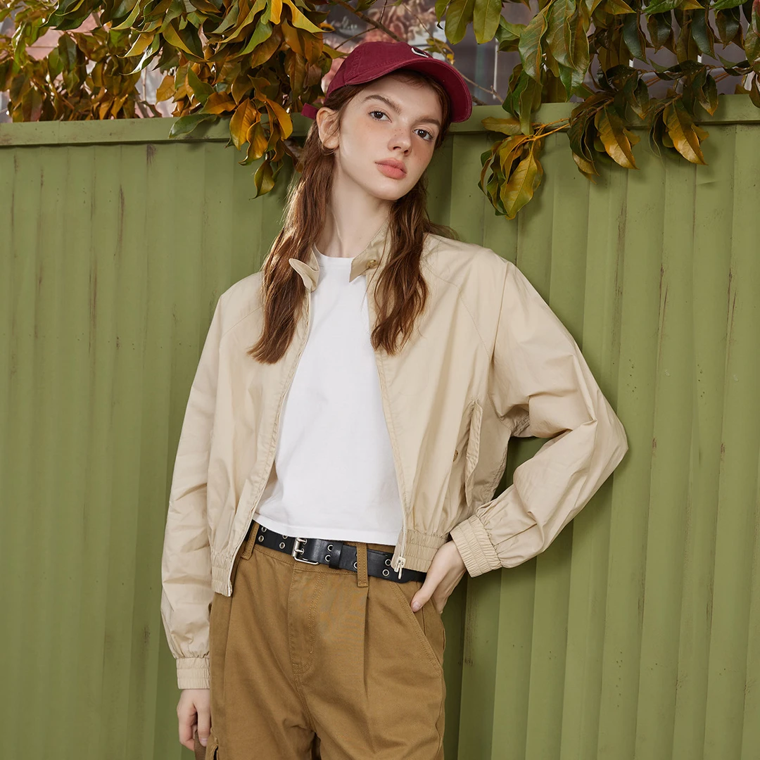 a02【金拐子专属】100%棉小个子短款休闲插肩袖女式外套AES3C1166