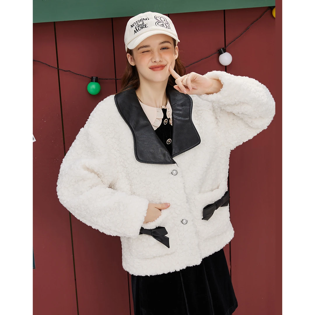 a02【妍妍专属】仿羊羔毛高级感加厚上衣小香风女式外套AES4C7375