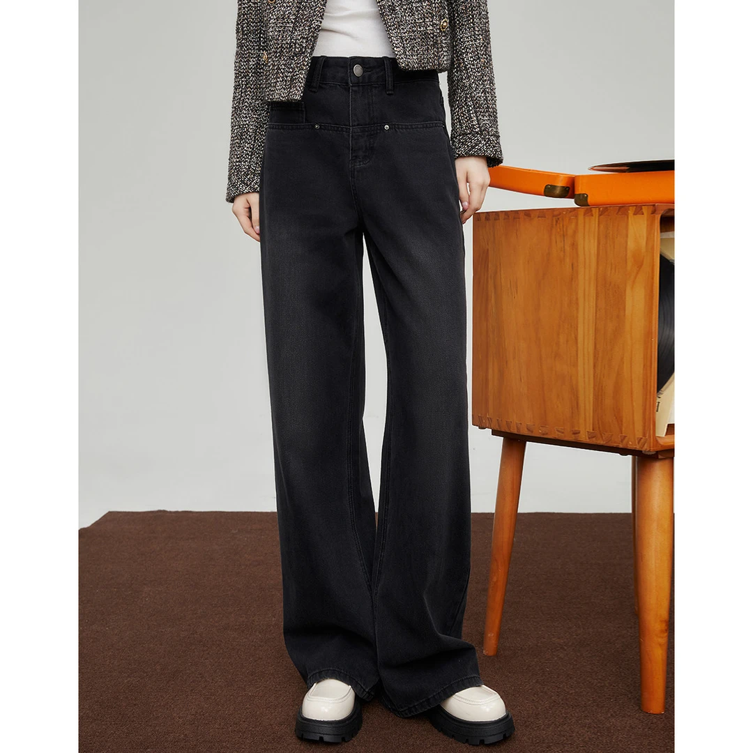 a02【妍妍专属】高腰遮肉阔腿裤休闲百搭街头风牛仔裤TAXYZ9520