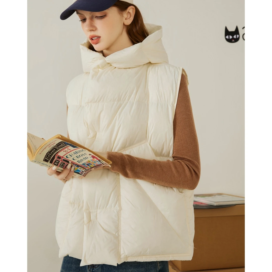 a02【小北专属】90白鸭绒时尚保暖秋冬无袖马甲羽绒服女AES4Y5511