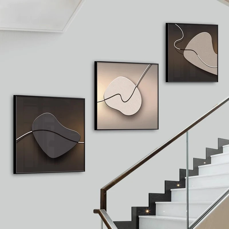 【意式极简】复式装饰画楼梯间组合挂画抽象客厅沙发背景三联画