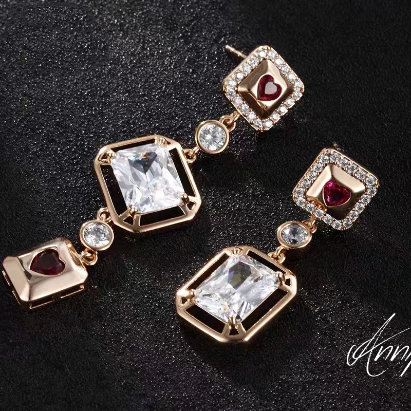 铜合金耳饰 Anni轻奢【D1178】气质时尚百搭小众精致镶钻素款耳饰