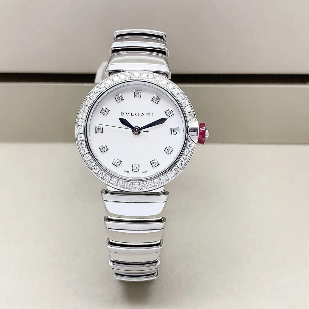95新 BVLGARI/宝格丽 33mm/自动机械/后镶钻/女士腕表