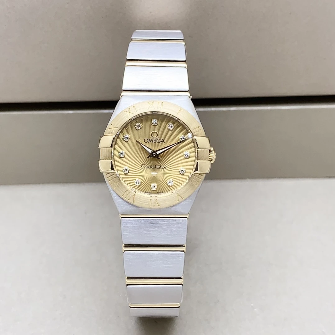 95新 Omega/欧米茄 星座系列/24mm/间金钻刻/石英时尚百搭女表