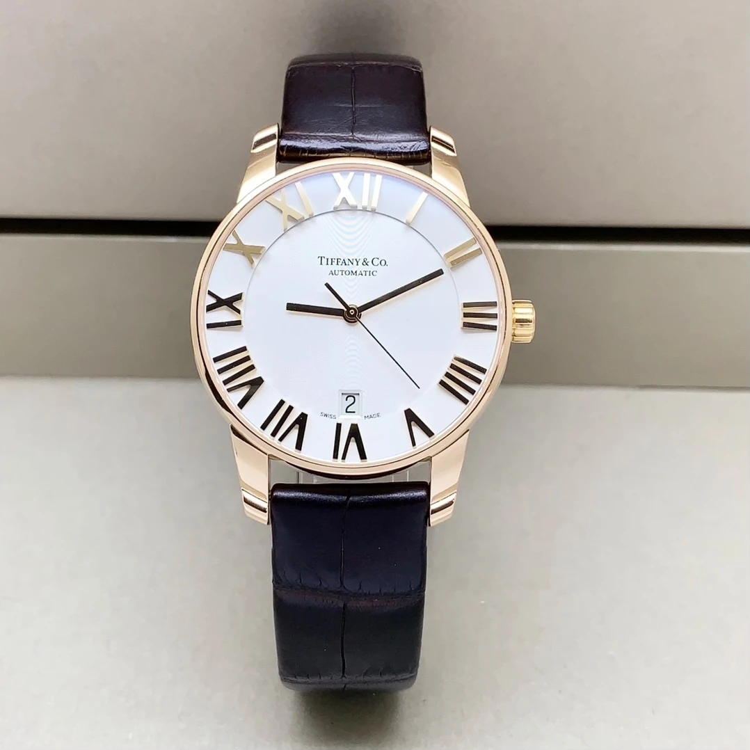 95新 Tiffany & Co./蒂芙尼 ATLAS/18K金/37.5mm/自动机械女表