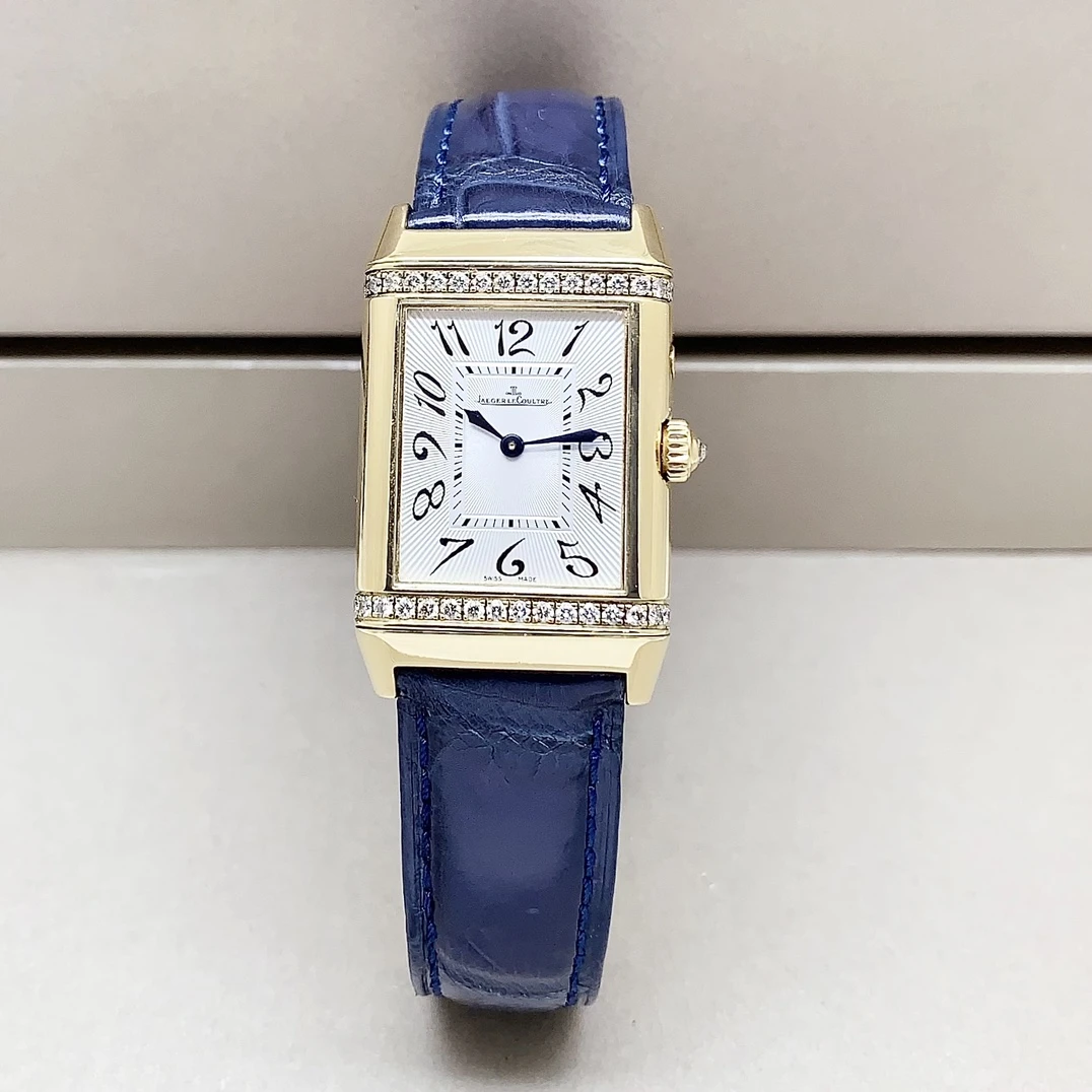 95新 Jaeger-LeCoultre/积家 翻转/25*40mm/18k金原钻机械女表