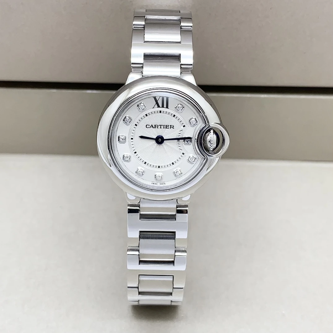 95新 Cartier/卡地亚 蓝气球/28mm/石英钻刻/气质优雅女表