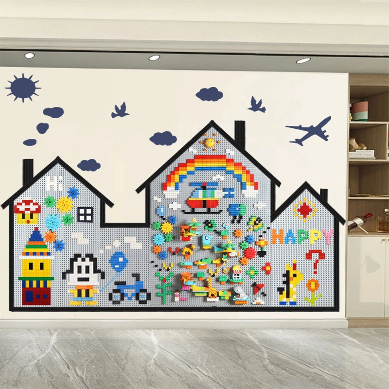 大颗粒积木墙贴不伤墙儿童拼装益智DIY儿童积木墙玩具房幼儿园