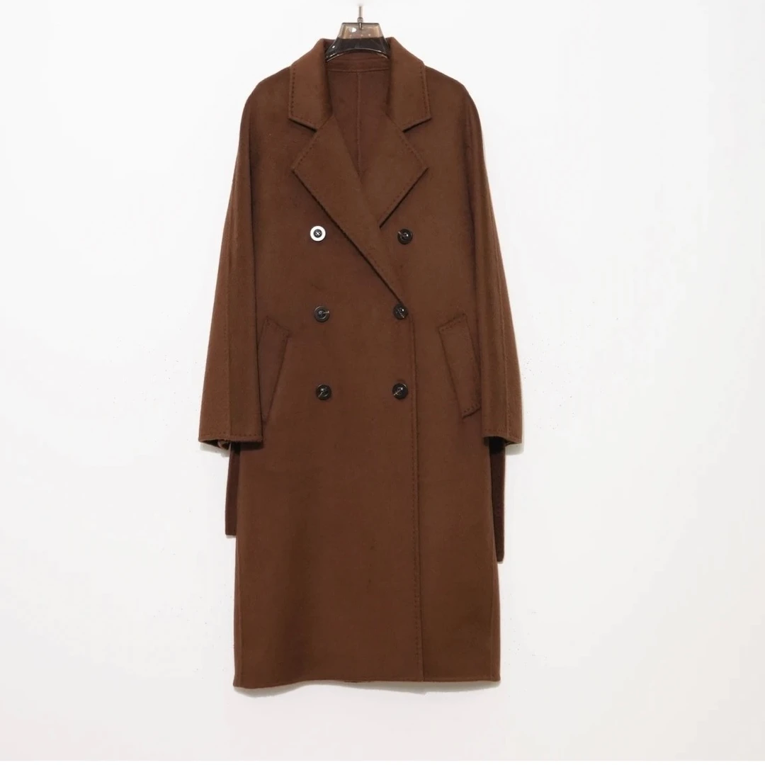 【邱璐璐高端定制】骆驼绒801 大气 双面尼 长款过膝双排扣大衣T801