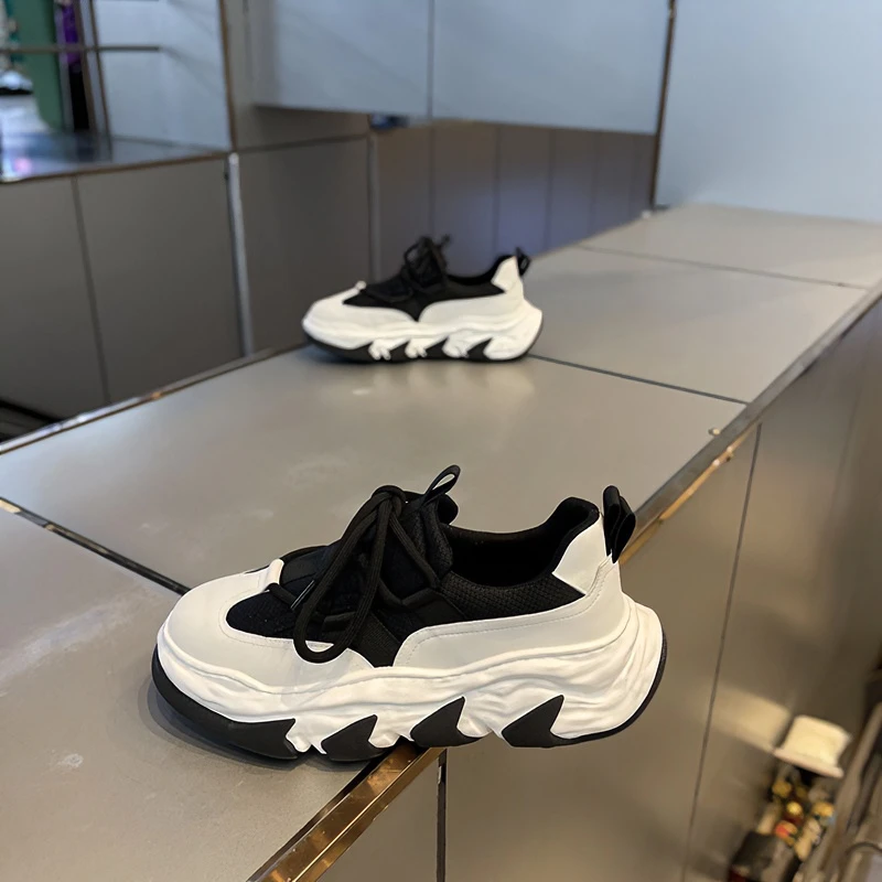 男鞋春季新款透气网鞋潮流百搭薄款单网运动鞋厚底增高鞋男老爹鞋