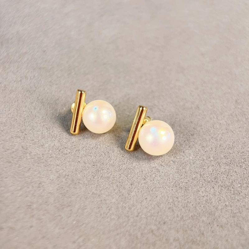 铜合金仿珍珠耳饰 【1622】韩/东大门/阿斯特克平衡木耳钉