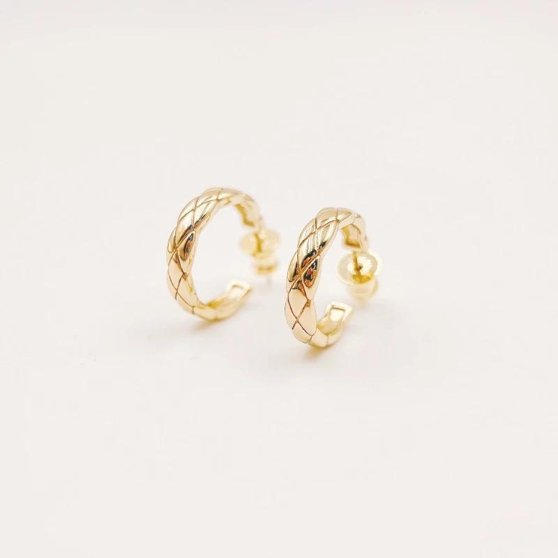 铜合金耳饰 【1636】小菱格纹耳圈