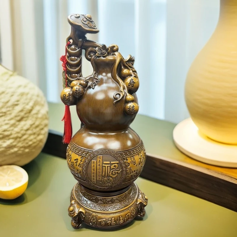 百福临门葫芦旋转摆件  客厅书房桌面摆件长20cm高42cm  SPO