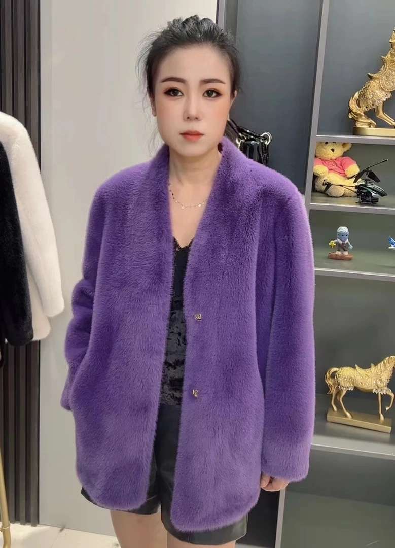 2305二姐中长款轻奢气质皮毛一体时尚女装外套