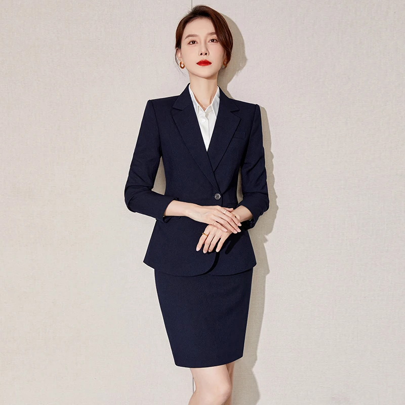 【优雅气质】高端职业装套装女士气质正装藏青色西服西装职场外套