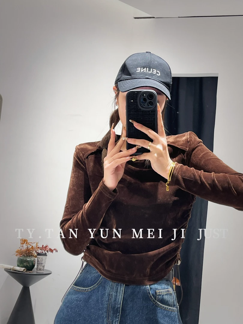 《谨慎下单！理性消费！NO退NO换》8566A 长袖丝绒打底衫T恤