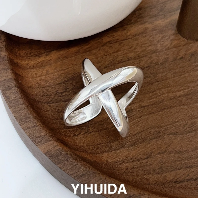 925银戒指 S925银【交叉】戒指简约冷淡风气质小众2024年新款