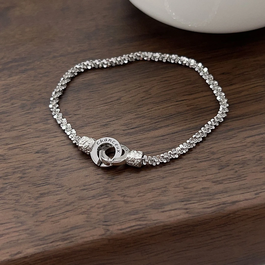 925银手链 【波光粼粼】字母手链女简约重工时髦2024年新款
