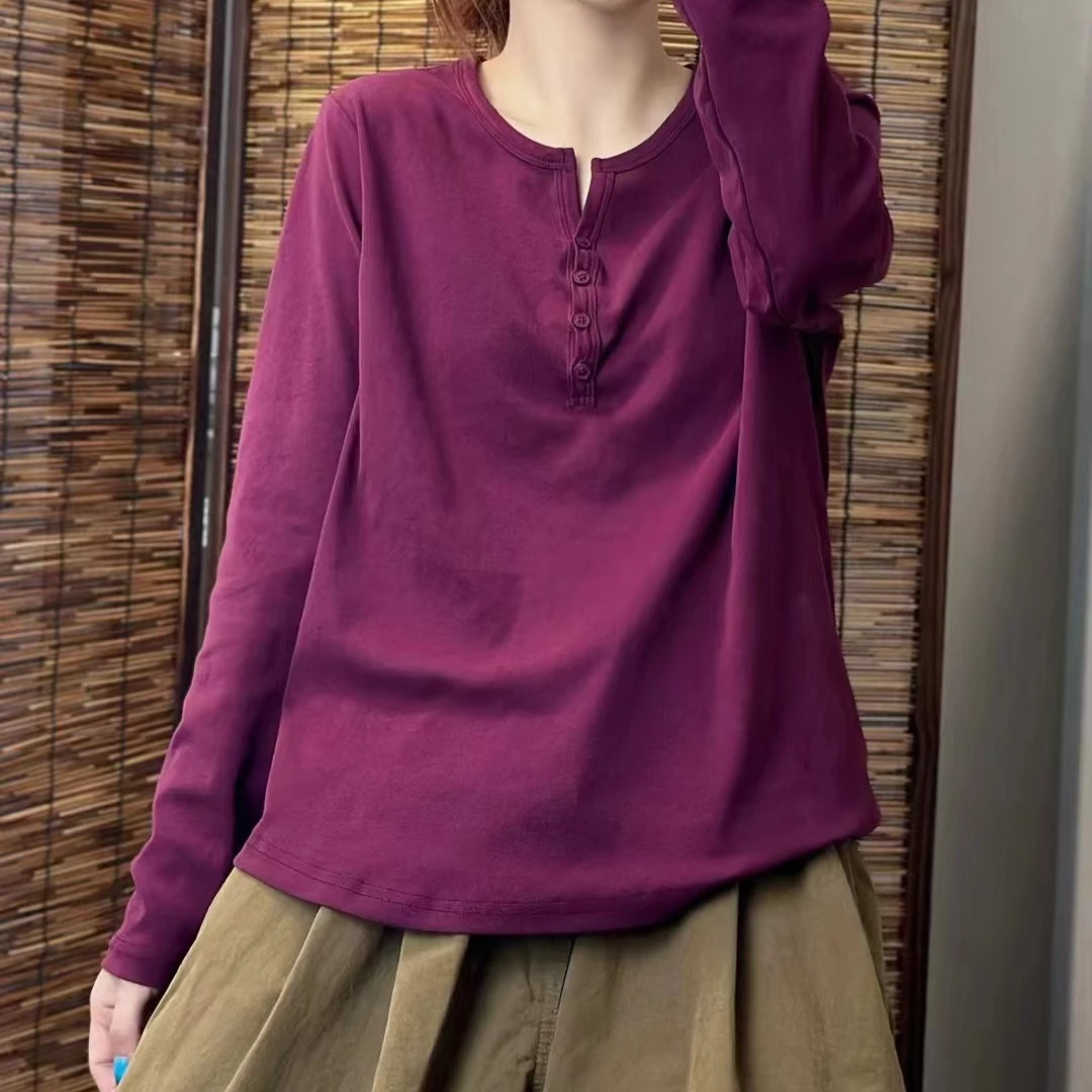 爆款全棉新款小v领打底衫#9218