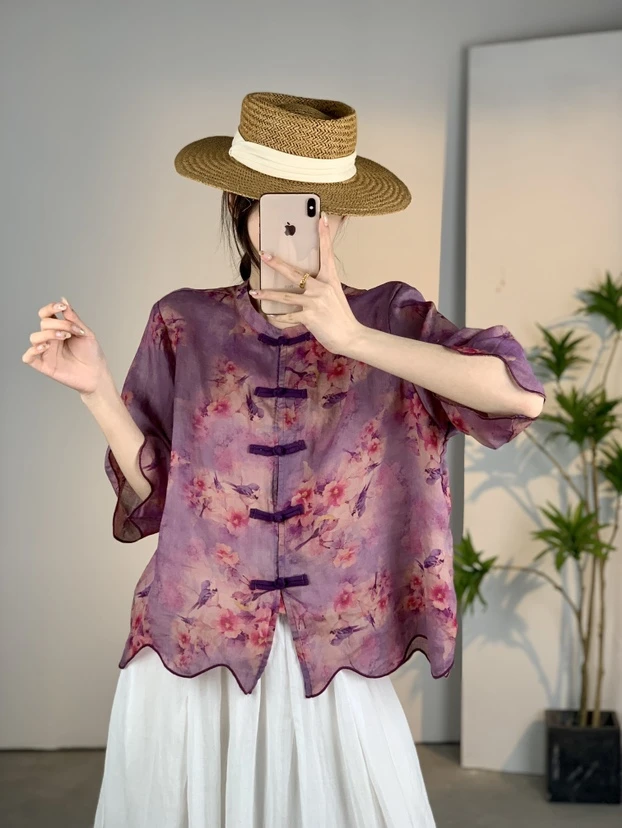 纯苎麻新中式盘扣上衣