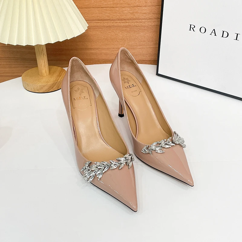 MIDITU/米蒂图 羊皮高跟鞋尖头2025年新款单鞋细跟浅口高跟鞋